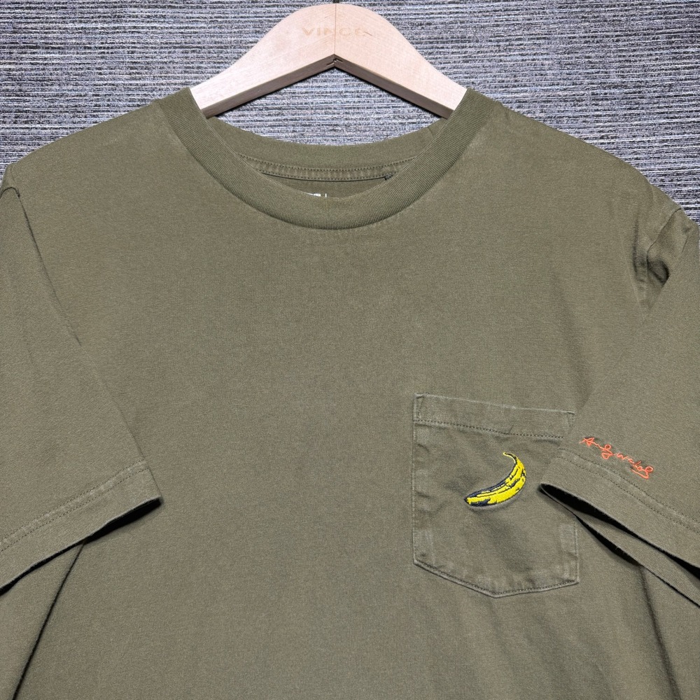 Uniqlo UT Archive T-Shirt Mens XL Olive SS Andy Warhol Banana Pocket Tee 6282